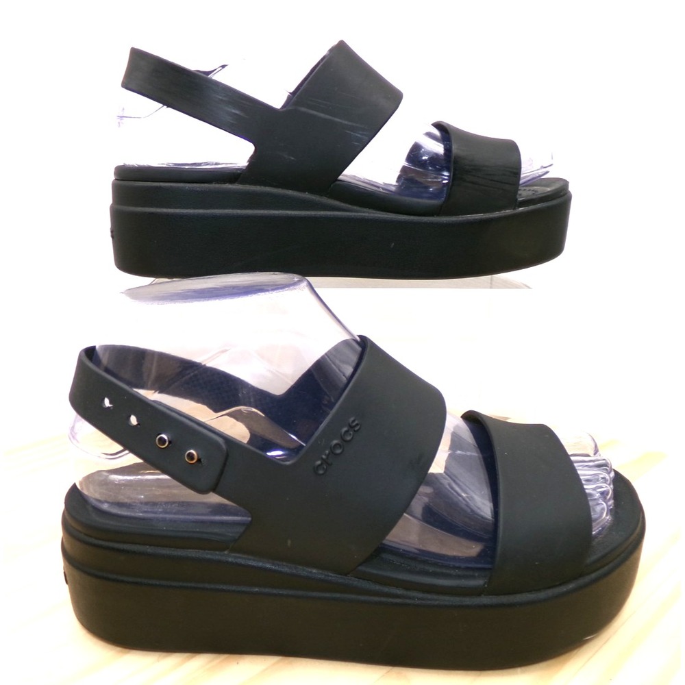Crocs LiteRide Brooklyn Platform Sandals Womens Black Size 6 Ankle Strap